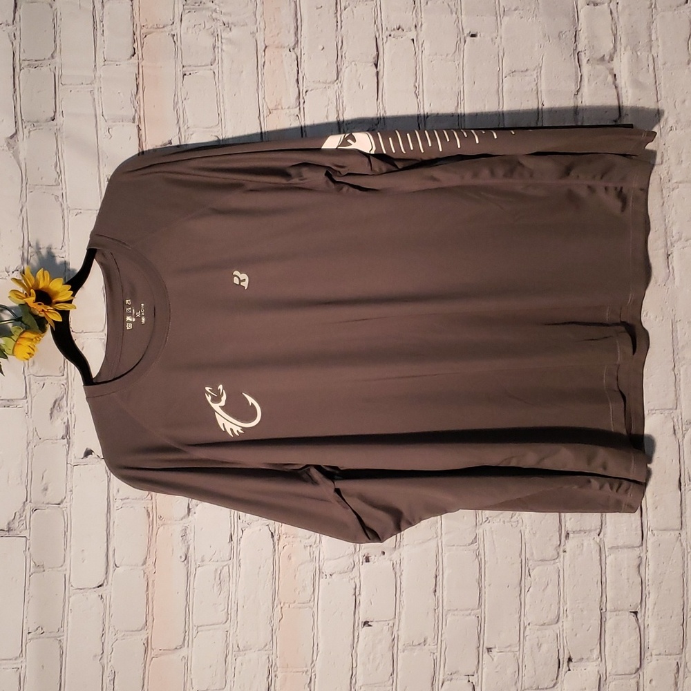 Fishing shirt sun protection w/ ruler, grey Sz XL